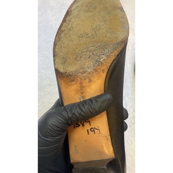 Pair of Salvatore Ferragamo Women's Pump Heels Black Patent Leather Size 10 4A - Picture 9 of 16